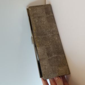 Snakeskin print slim wallet clutch